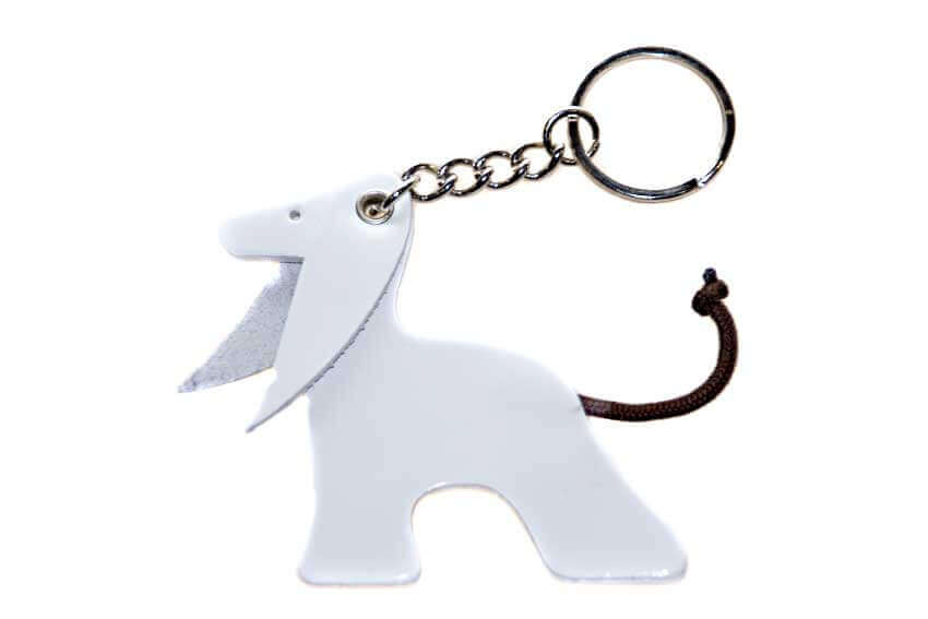 White Afghan hound key ring
