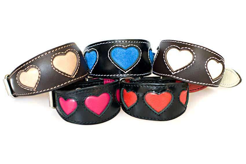 Extensive colour choices in our Hearts hound collar collection