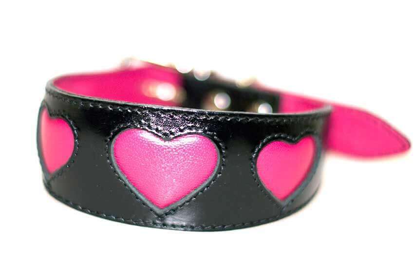 Pink fuchsia hearts sighthound collar