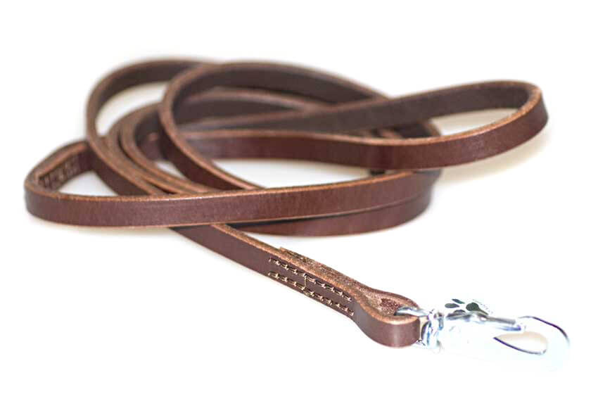 Brown leather dog leash 1.5m