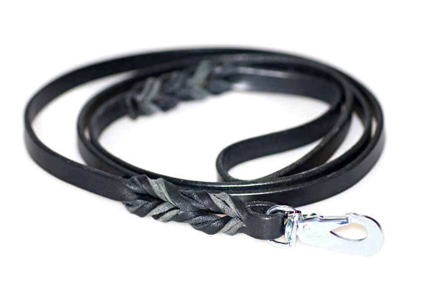 Wide black leather dog leads 1.2m / 4ft