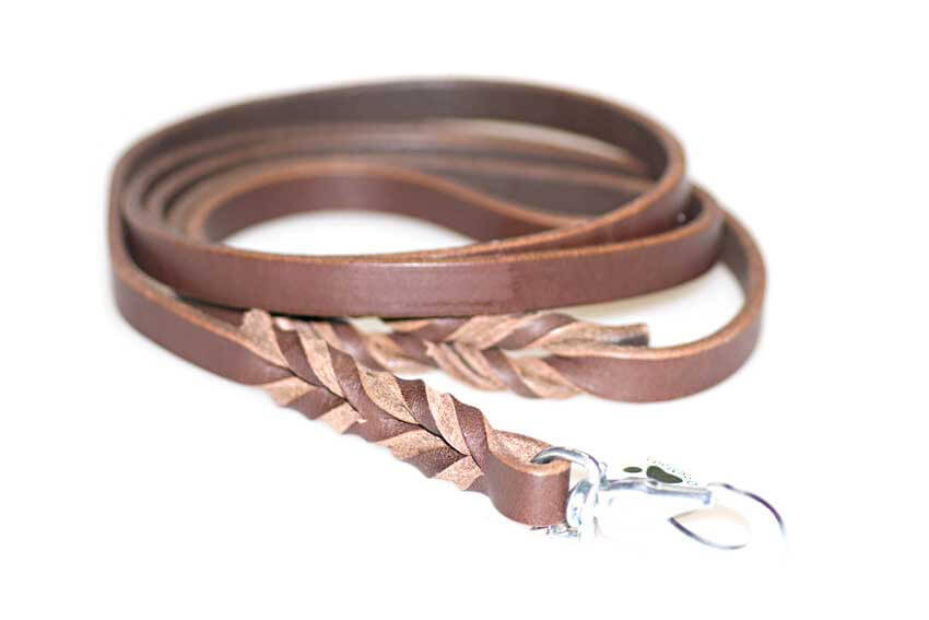 Short wide brown leather dog leads 1.2m / 4ft