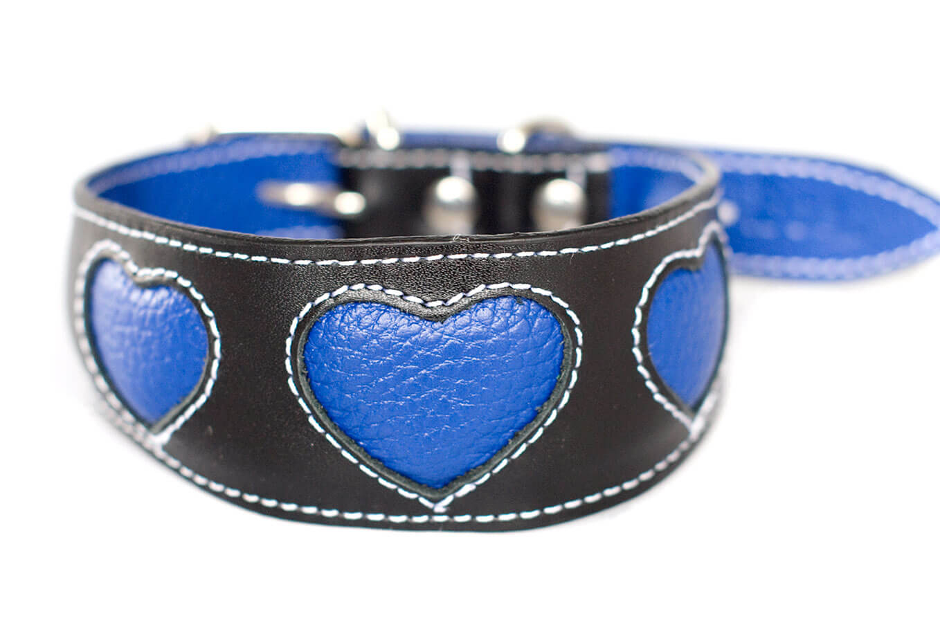 Blue hearts sightound collar