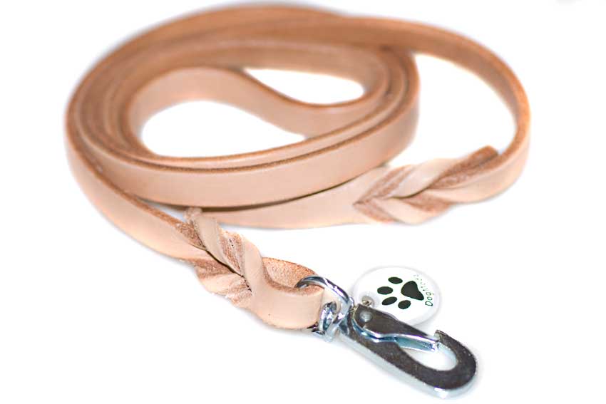 Wide beige leather dog leads 1.2m / 4ft long