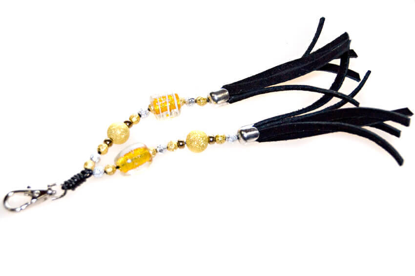Handmade collar tassel with gold beads