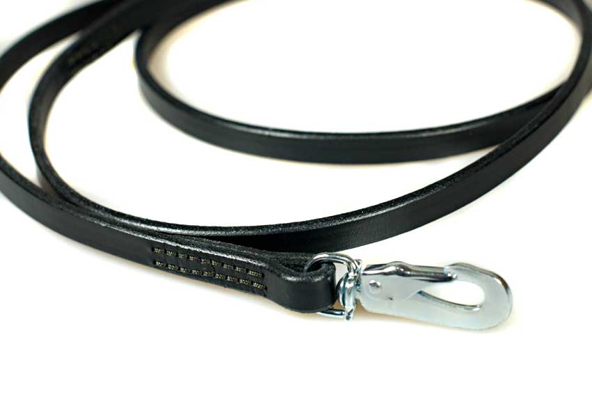 1.5m / 5ft stitched black leather dog lead