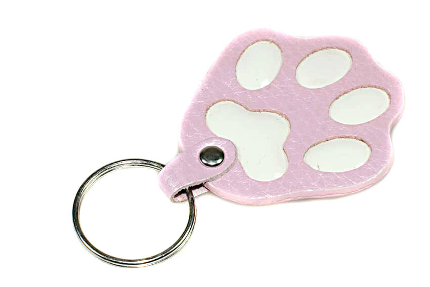 Pink dog paw key ring / bag charm