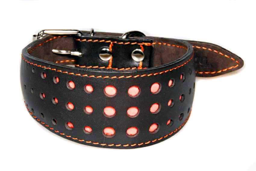 Dusk safety brown leather reflective dog collar