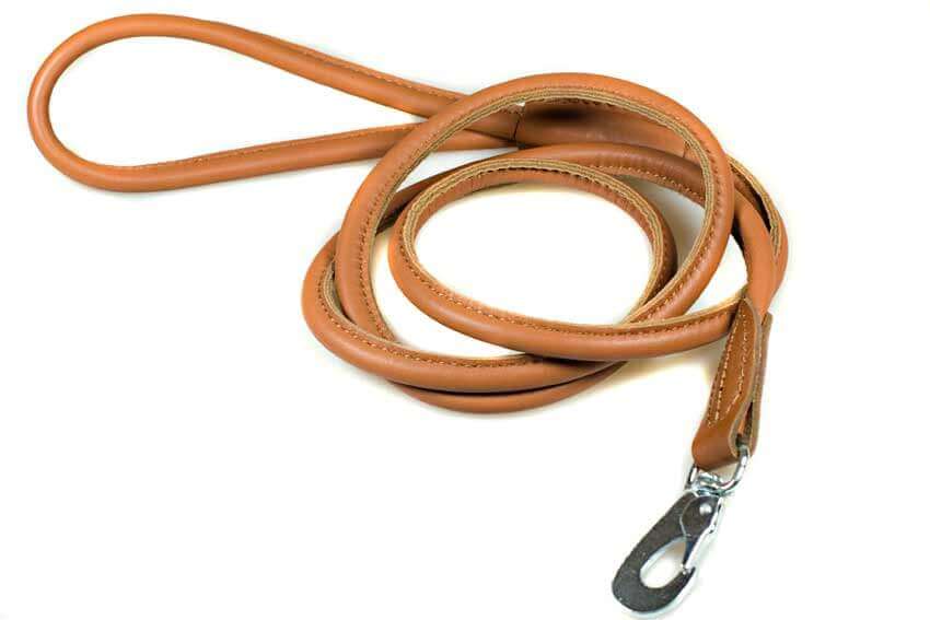 Tan rolled leather dog lead 1.5m / 5ft