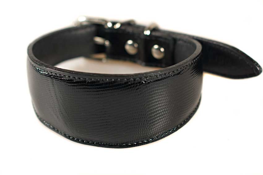 Traditional handmade black luxury leather hound collar