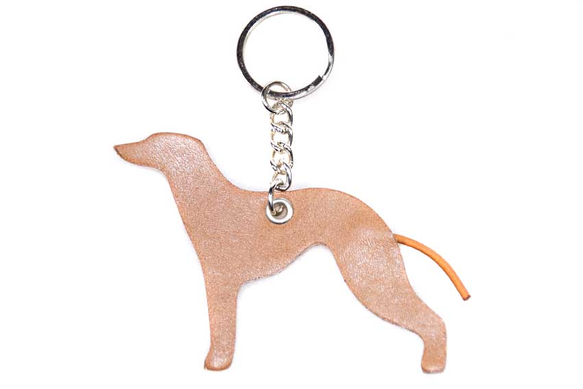 Fawn leather Whippet keyring fob / bag charm