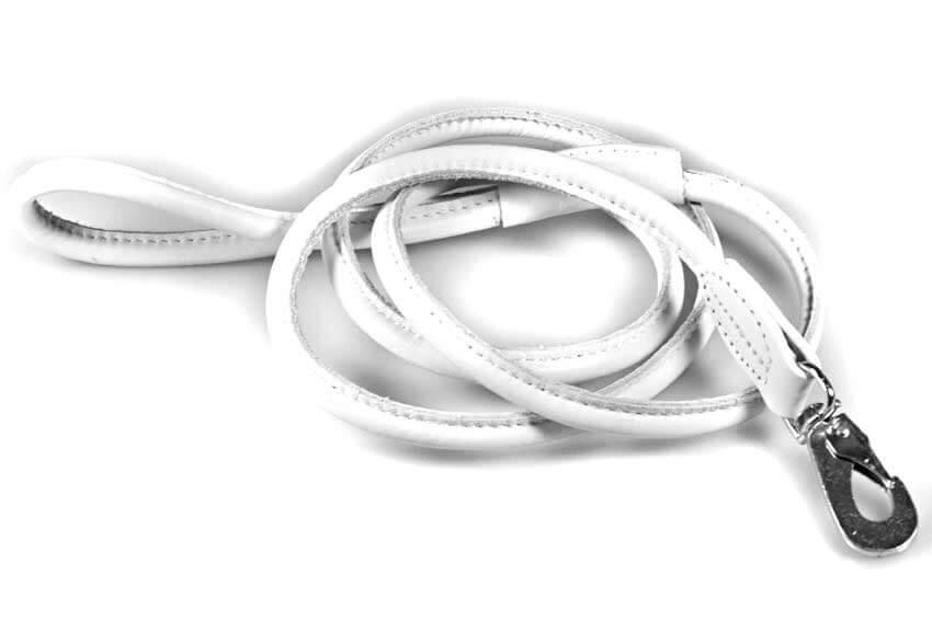 White rolled leather dog lead 1.5m / 5ft