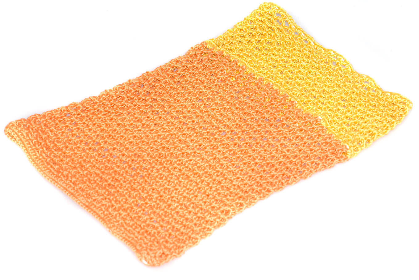 Orange and yellow cotton crochet dog snood