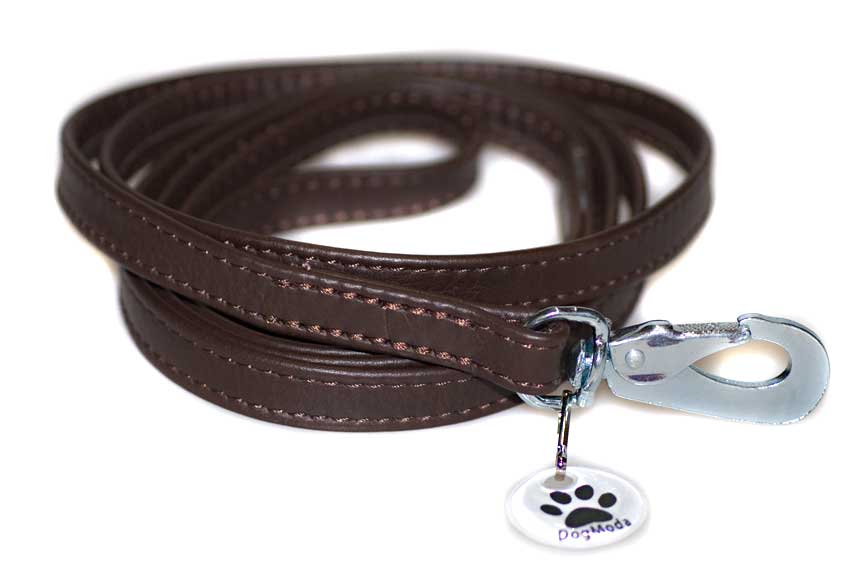 Brown nappa leather stitched dog lead 1.5m / 5ft
