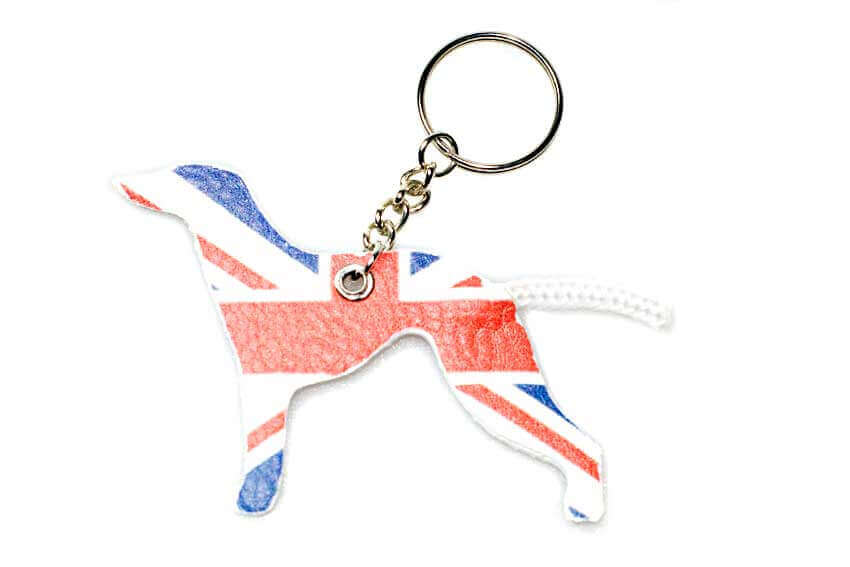 UK Greyhound key ring with Union Jack flag design from Dog Moda