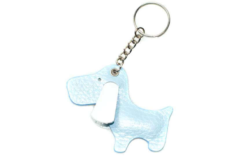 Cute baby blue dog with black ears key ring / bag charm