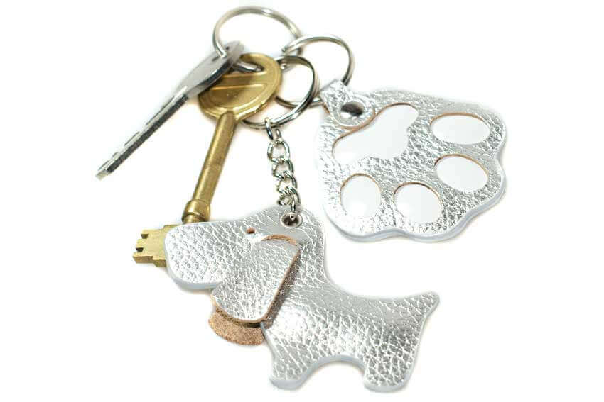 Silver leather key ring from Dog Moda