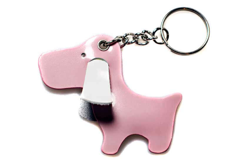 Pink dog puppy leather key chain