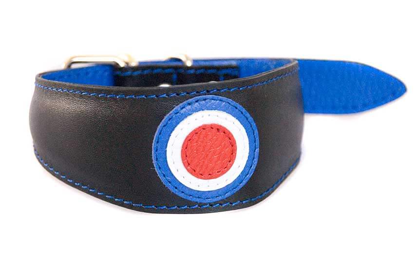 RAF / MOD pilot black luxury leather sighthound collar