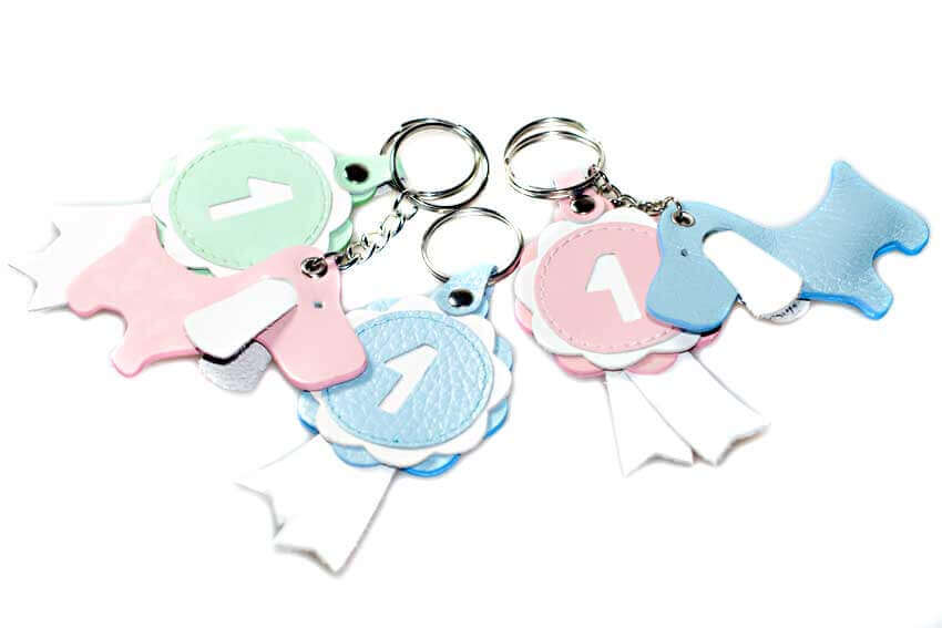Dog Moda leather key rings in pastel colours