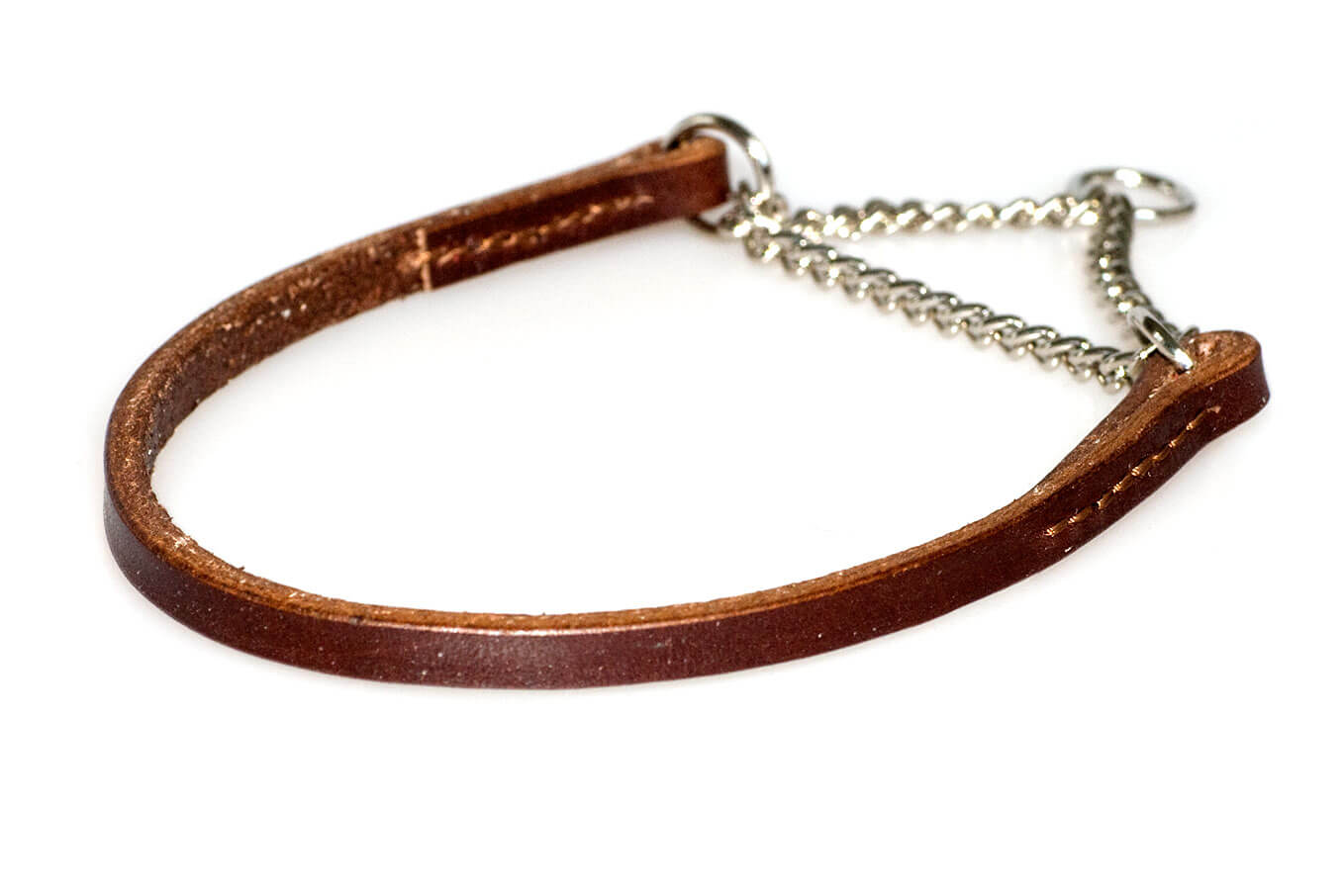 Brown leather martingale dog show collar