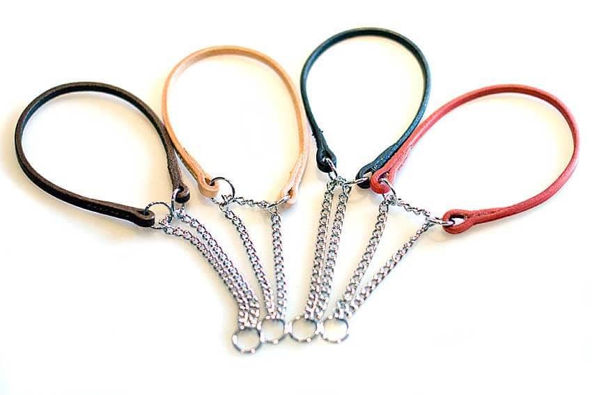 Leather martingale dog show collars
