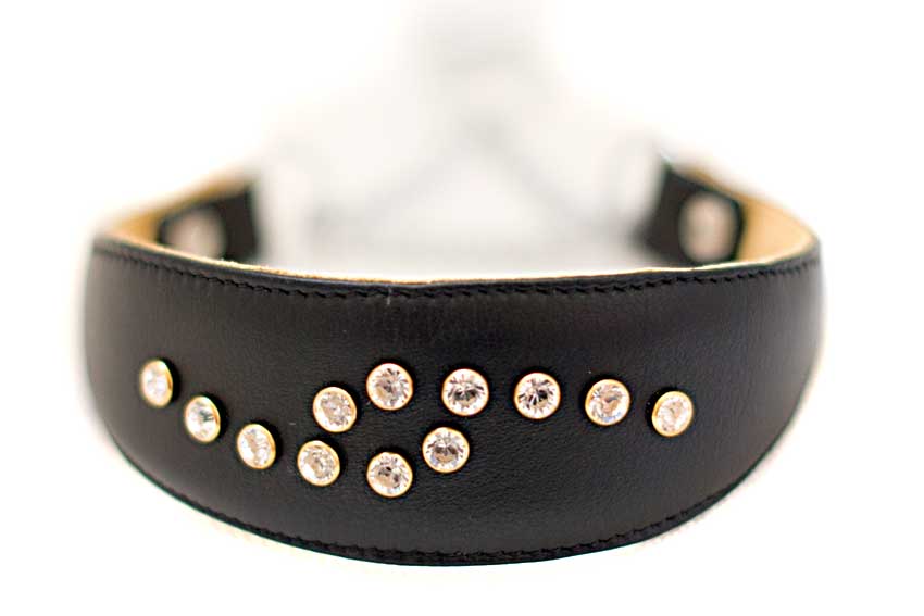 Black Swarovski crystal martinagale sighthound collar