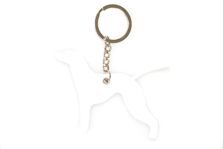 White Whippet key ring made from genuine white leather
