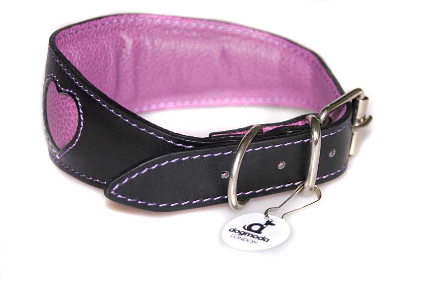 Lilac hearts sighthound collars is fully lined and padded