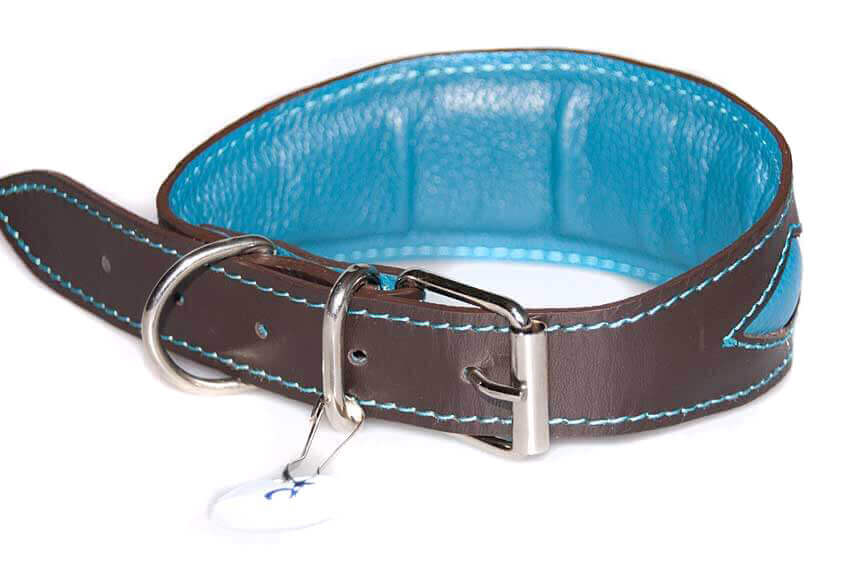 Full leather lning and soft padding on all Dog Moda whippet collars