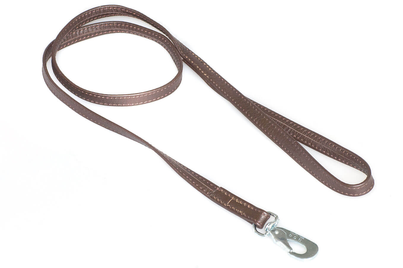 Brown nappa leather stitched lead 1m / 40" long