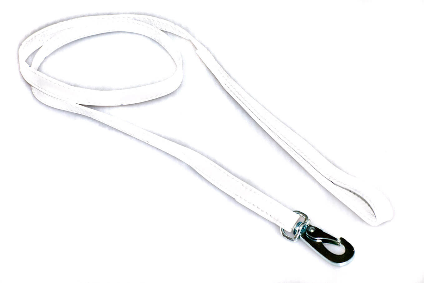 White nappa leather stitched dog show lead