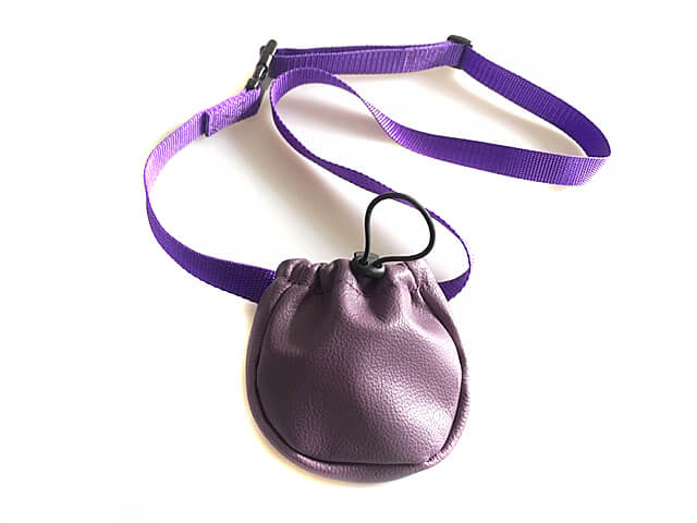 Purple training treats bag with belt