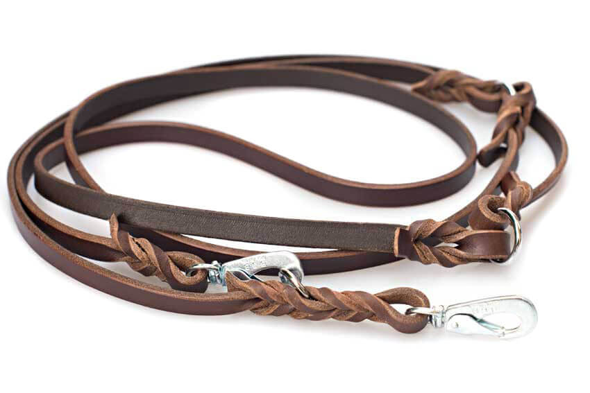 Police style brown leather dog training lead