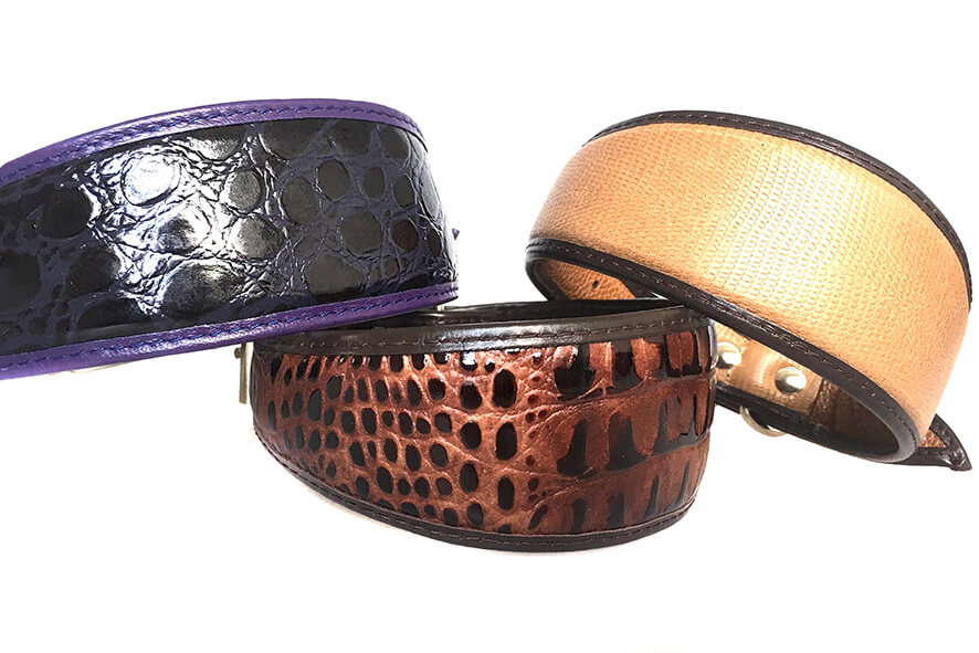 Full leather lined and padded greyhound collars