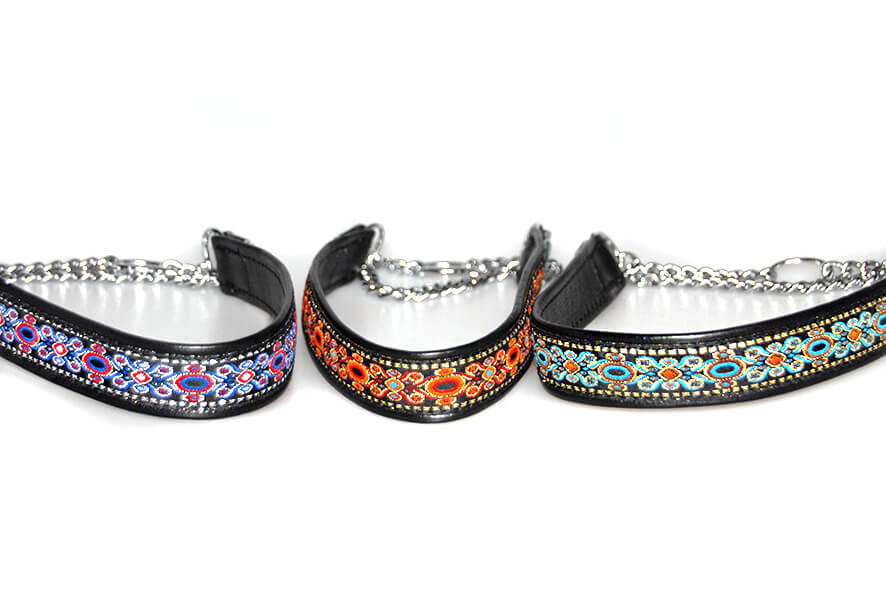 Soft leather martingale ribbon collars