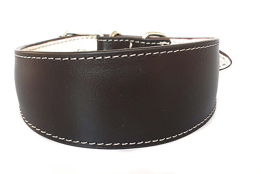 Traditional handmade brown leather hound collar