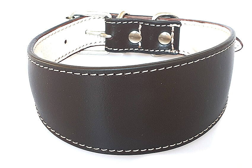 Traditional handmade brown leather hound collar